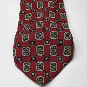 TOMMY HILFIGER 100% Italian Silk Tie Men’s Red Gold Green Blue Made In USA